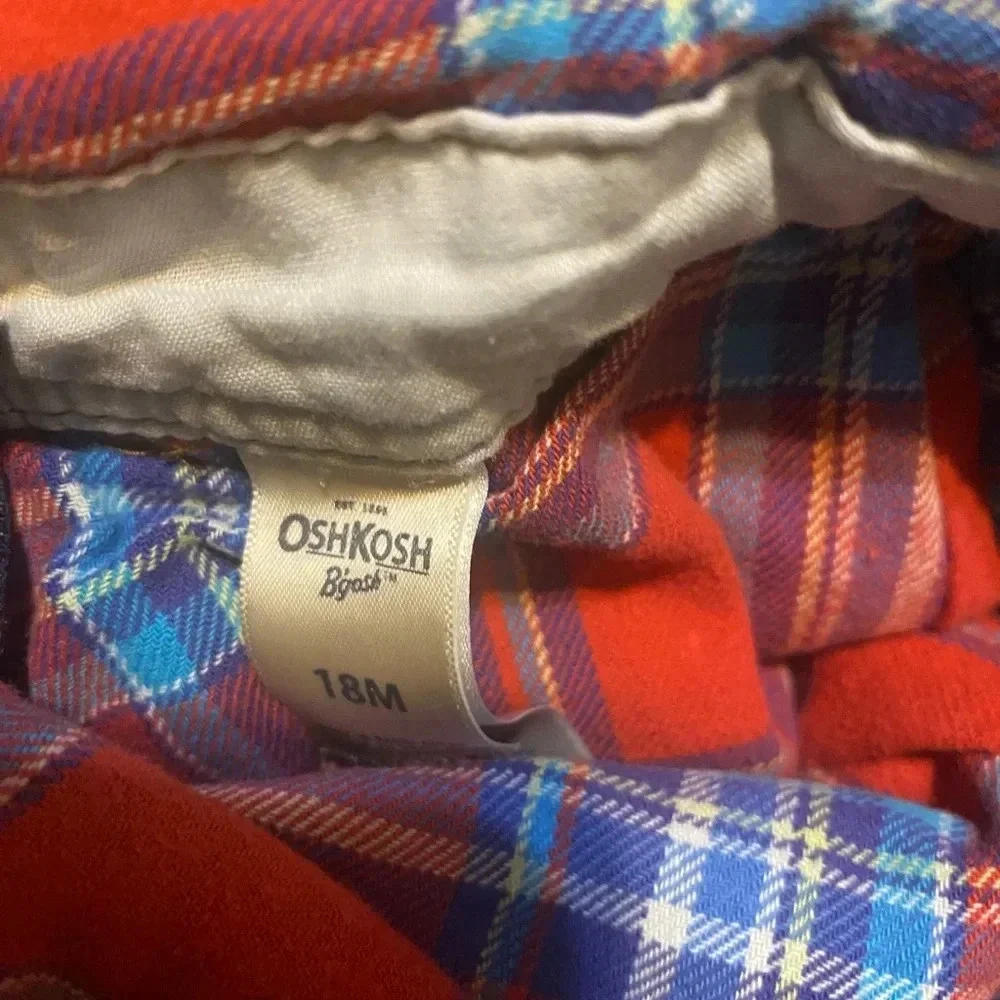 Oshkosh B'gosh Plaid Lined Denim Overalls